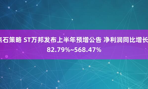 点石策略 ST万邦发布上半年预增公告 净利润同比增长382.79%~568.47%